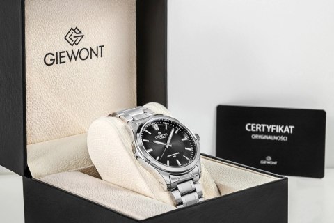 Zegarek Męski Giewont Elegance Sapphire Srebrno Czarny GW5160-B2 Giewont