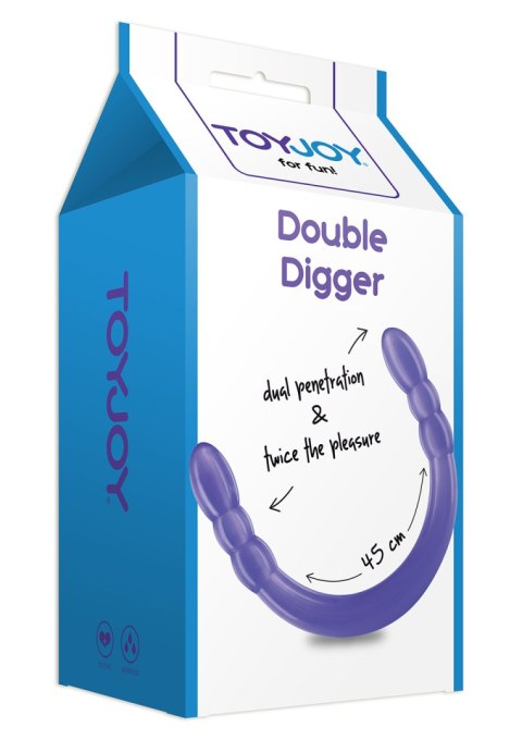 Dildo podwójne Double Digger ToyJoy fioletowe 45 cm TOYJOY
