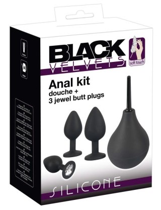 Zestaw analny Black Velvets z prysznicem i trzema korkami Black Velvets