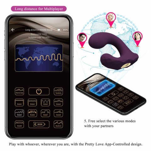 PRETTY LOVE - Billy Purple, 12 vibration functions Mobile APP remote control Baile - Boys of Toys Sp. z. o.o. (dystrybutor)