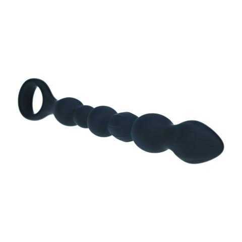 Beaded Snake Silicone Anal Probe with Loop - Black SHOTS