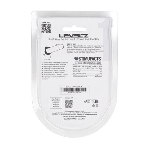 Metal and Silicone Cockring - Black SHOTS