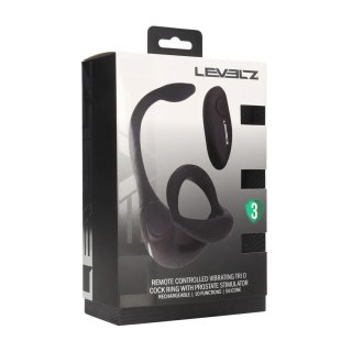 Remote Control Vibrating Silicone Tri O Cockring with Prostate Stimulator - Black SHOTS
