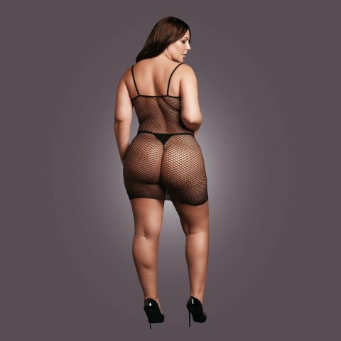 Short dress with fishnet structure and spaghetti straps SHOTS