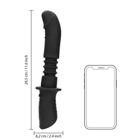 Hand Held Vibrating and Thrusting Sex Machine - Black SHOTS