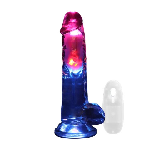 LED Vibrating Straight Cock with Balls - 20 cm - Transparent SHOTS