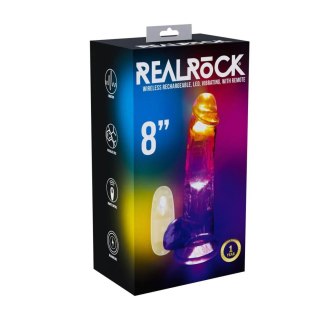 LED Vibrating Straight Cock with Balls - 20 cm - Transparent SHOTS