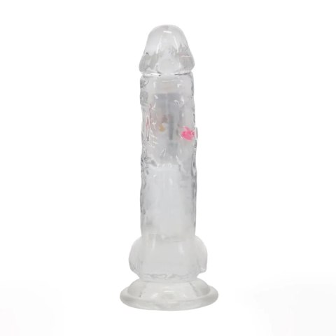 LED Vibrating Straight Cock with Balls - 20 cm - Transparent SHOTS