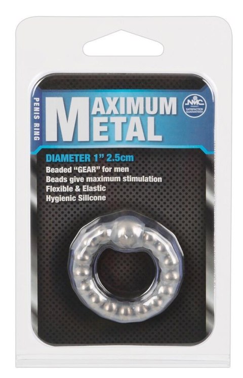 Pierścień erekcyjny silikonowy NMC Maximum Metal Ring z kulkami 2 5 cm NMC