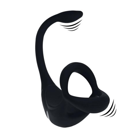 Remote Control Vibrating Silicone Tri O Cockring with Prostate Stimulator - Black Levelz