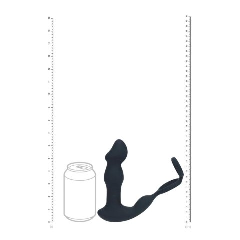 Remote Control Vibrating Thrusting Come-Hither Silicone Prostate Stimulator with Cockring - Black Levelz by Shots