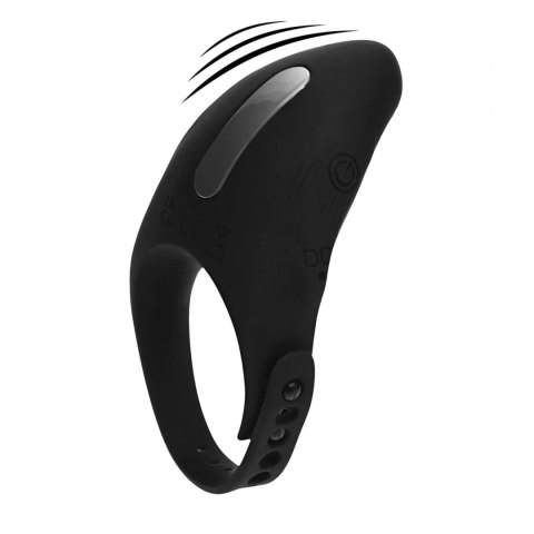 Adjustable Vibrating Silicone Cockring - Black SHOTS