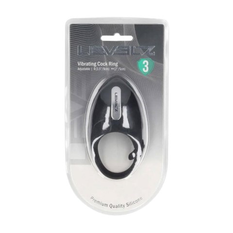 Adjustable Vibrating Silicone Cockring - Black SHOTS