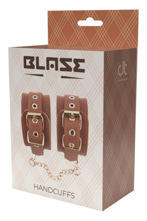 BLAZE ELITE HAND CUFFS COGNAC VEGAN LEATHER TONGA