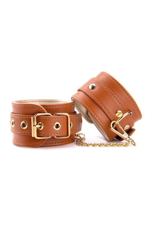 BLAZE ELITE HAND CUFFS COGNAC VEGAN LEATHER TONGA