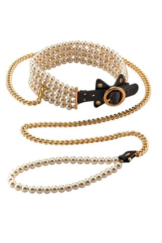 GUILTY PLEASURE LUMINIOUS PEARL LEASH AND COLLAR TONGA