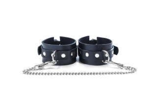 Kajdanki męskie Whips Collection skórzane 4 cm 25 cm łańcuch Whips Collection