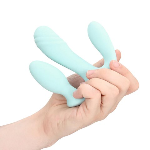 Three-In-One Liquid Silicone Vibrator - Breezy Blue SHOTS