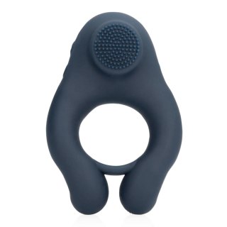 Vibrating Cockring with Clitoris Stimulation - Indigo Blue SHOTS