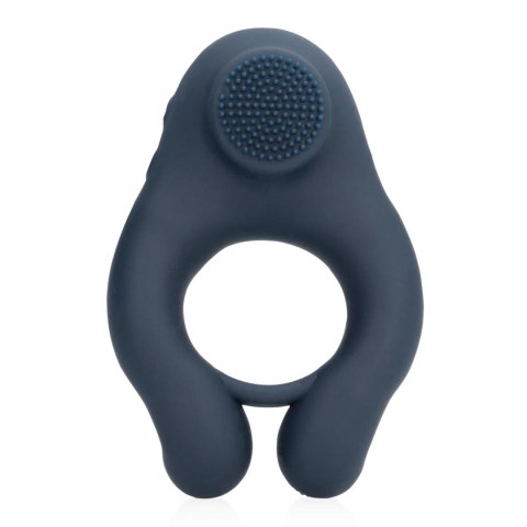 Vibrating Cockring with Clitoris Stimulation - Indigo Blue SHOTS