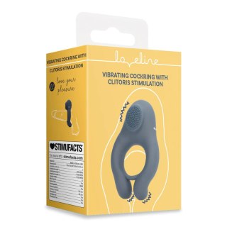 Vibrating Cockring with Clitoris Stimulation - Indigo Blue SHOTS