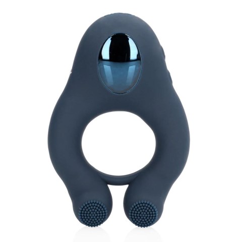 Vibrating Cockring with Clitoris Stimulation - Indigo Blue SHOTS