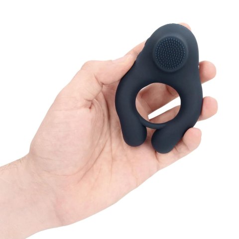 Vibrating Cockring with Clitoris Stimulation - Indigo Blue SHOTS