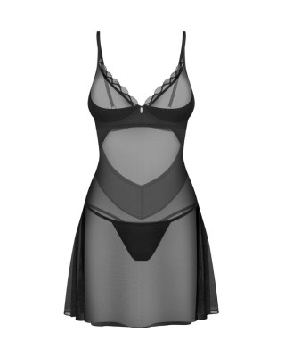 Koszulka nocna Obsessive Stelisa czarna z stringami L/XL Obsessive