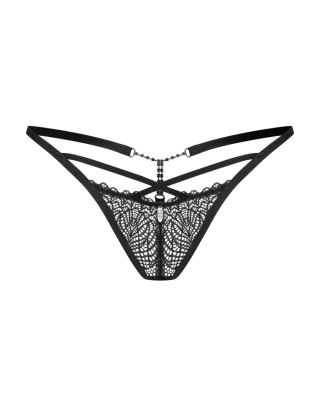 Stringi Obsessive Iliosa koronkowe z łańcuszkami czarny S/M Obsessive