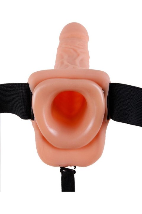 FETISH FANTASY SERIES 7 INCH VIBRATING HOLLOW STRAP-ON WITH BALLS LIGHT TONGA