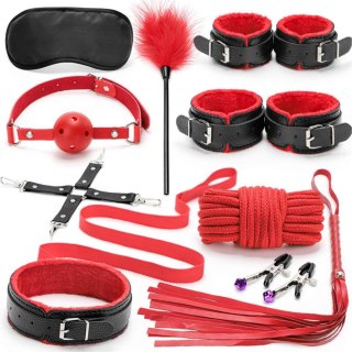 Fetish Fever - Bondage Set - 10 pieces - Red/Black Fetish Fever