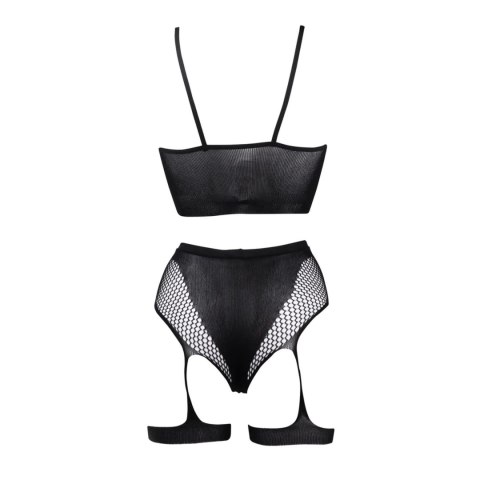 2-Piece Bra Set with Garters - One Size - Black SHOTS