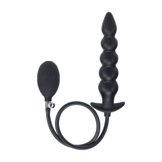 Beaded Inflatable Silicone Anal Plug - Black SHOTS