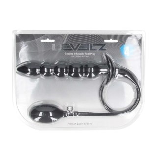Beaded Inflatable Silicone Anal Plug - Black SHOTS