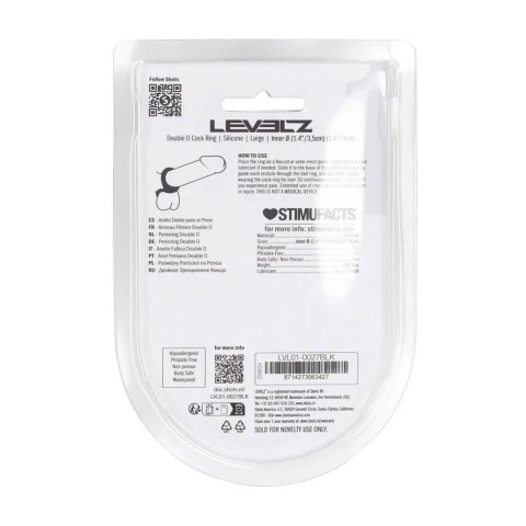Double O Silicone Cockring - L - Black SHOTS