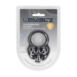 Liquid Silicone Triple Weighted Ball Cockring - Black SHOTS