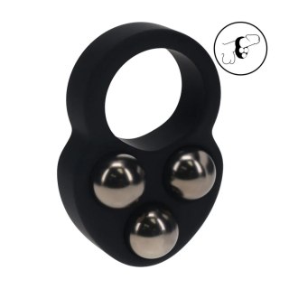 Liquid Silicone Triple Weighted Ball Cockring - Black SHOTS