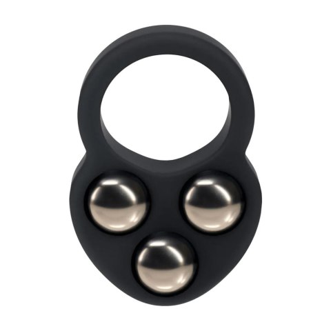 Liquid Silicone Triple Weighted Ball Cockring - Black SHOTS