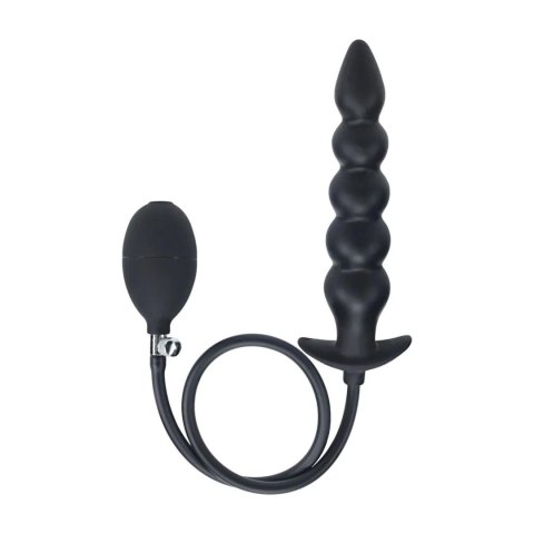 Beaded Inflatable Silicone Anal Plug - Black Levelz by Shots