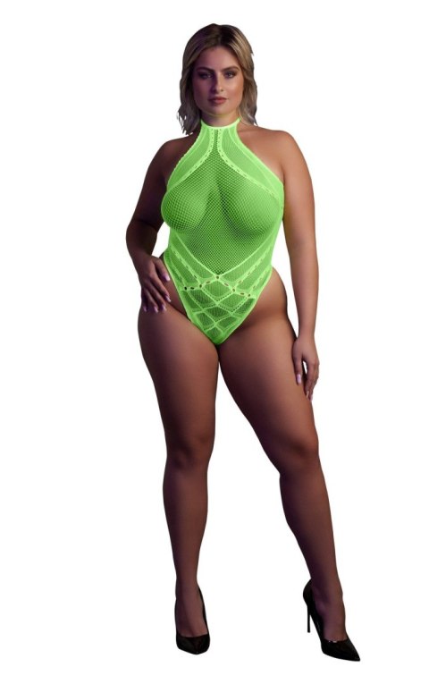 Body erotyczne Ouch neonowa zieleń halter XL XXXXL Ouch!