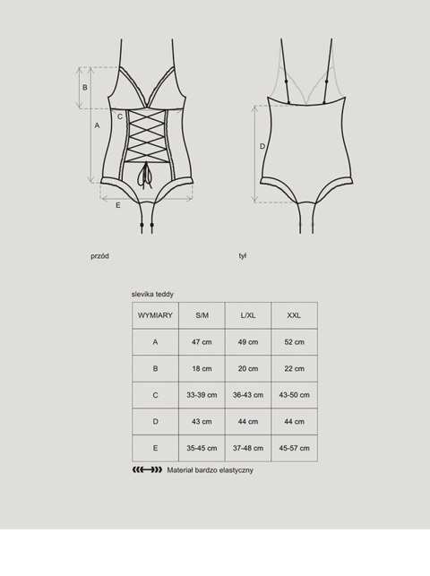 Body koronkowe Slevika Obsessive czarne XXL z sznurowaniem Obsessive
