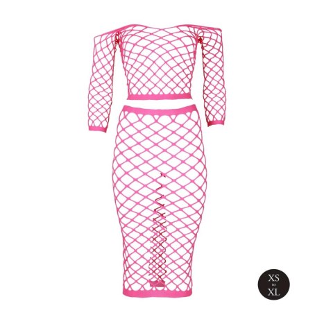 Long Sleeve Crop Top and Long Skirt - Pink - XS/XL SHOTS