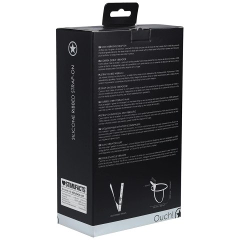 Ouch! - Silicone Ribbed Strap-On - Adjustable - Black SHOTS