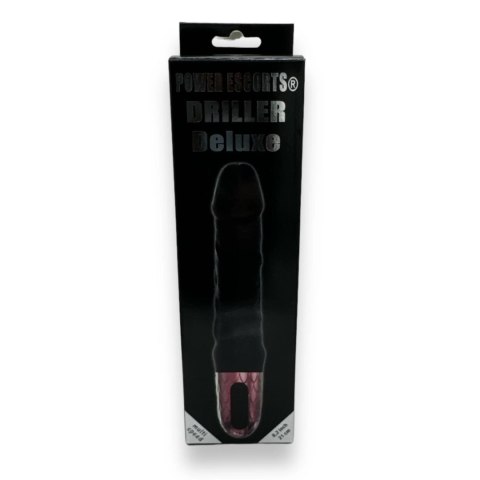 Power Escorts - Driller De Luxe Black - 21 Cm / 8.2 Inch Fat Silicone Realistic Vibrator POWER ESCORTS