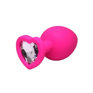 Pink medium heart-shaped butt plug with white crystal Fantasy - Boys of Toys Sp. z. o.o. (dystrybutor)