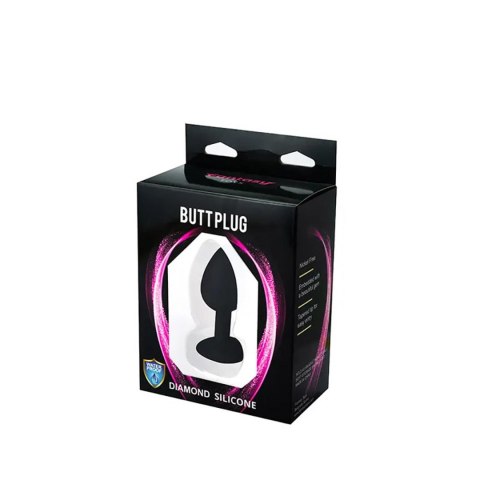 Black small heart-shaped butt plug with white crystal Fantasy