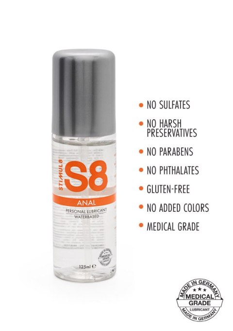 Lubrykant analny S8 na bazie wody 125 ml naturalny Stimul8 S8