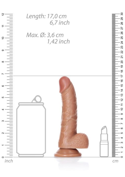 Dildo realistyczne zakrzywione RealRock z moszną i przyssawką 17 cm RealRock