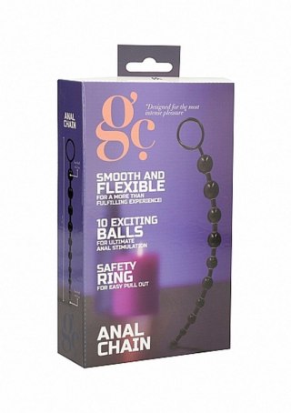 Łańcuszek analny GC z 10 kulkami TPE czarny 25.5 cm GC