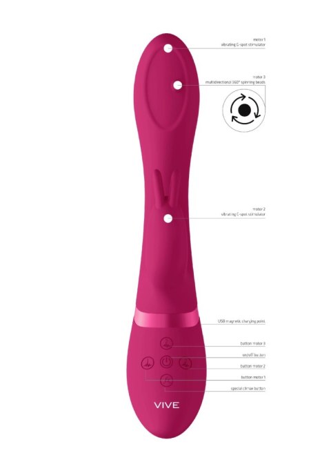 Wibrator króliczek Mira wirujący różowy USB ShotsToys